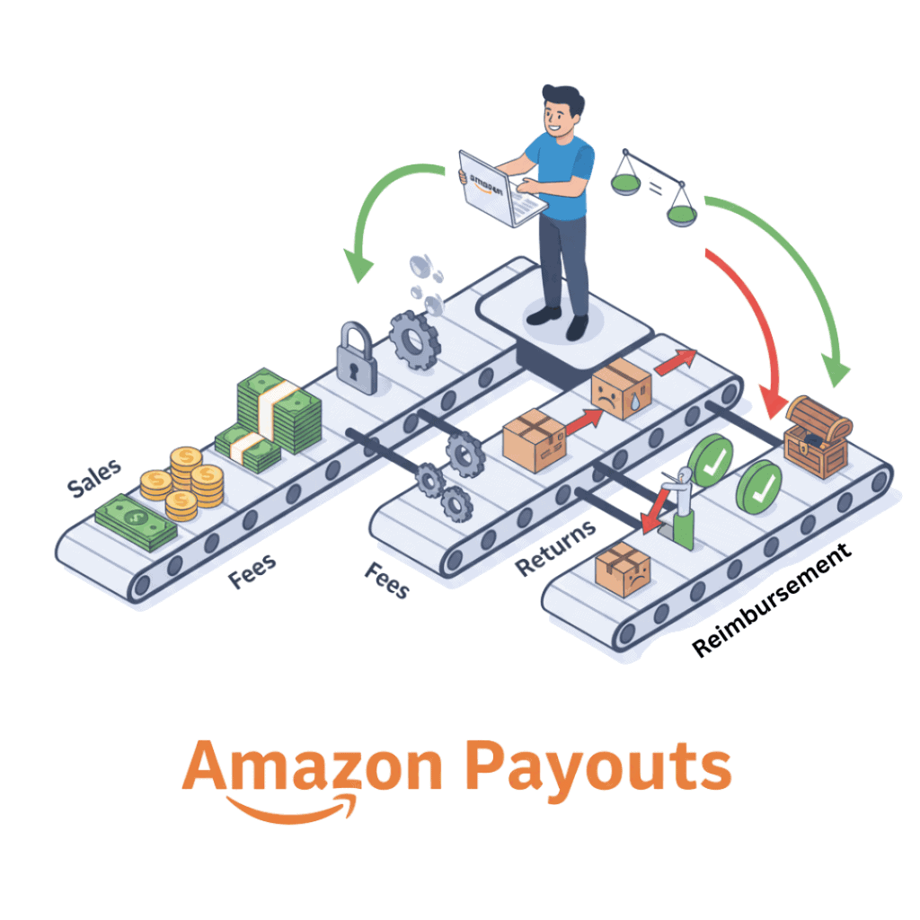 Amazon payout split into categories by accounting sync tool.