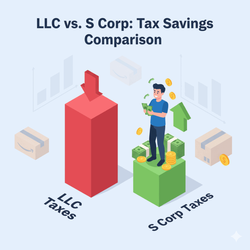 Tax savings chart comparing LLC vs S Corp outcomes