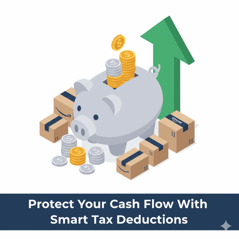 protect amazon seller cash flow with tax deductions infographic